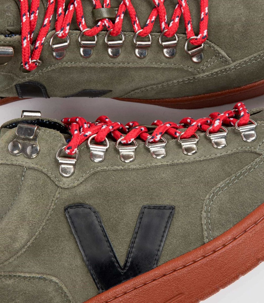 Veja Trainers Mens Olive/Black - Roraima Suede - LDZF-29563